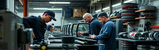 dedicated flexographic maintenance, actively engaging in routine check-ups, upholding standards, photorealistic, high-energy maintenance bay buzzing with activity, highly detailed, parts and tools systematically organized, 28mm lens, contrasting industrial hues, vivid yet subdued lighting, shot with a Canon Rebel T7i